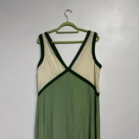 Rotimia Green Colorblock Empire Waist Maxi Dress Boho Sleeveless Sz M - Picture 7 of 11